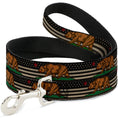 Load image into Gallery viewer, Dog Leash - Cali Bear/Star/US Flag Stretch Black/White/Red
