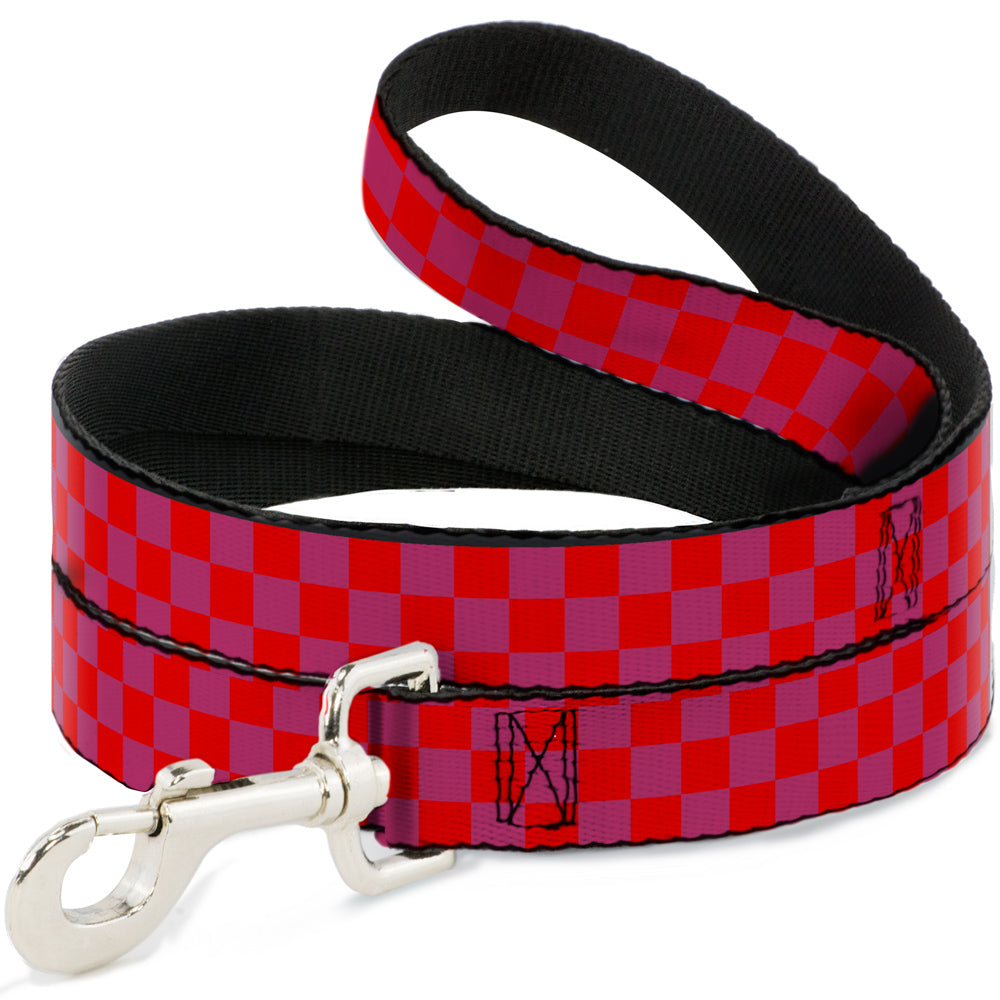 Dog Leash - Checker Fluoresecent Orange/Pink