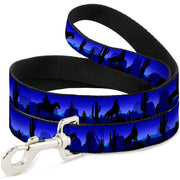 Dog Leash - Cowboy/Coyote Silhouettes/Western Landscape Blues/Black