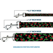 Dog Leash - Cherries Scattered Black