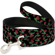 Dog Leash - Cherries Scattered Black