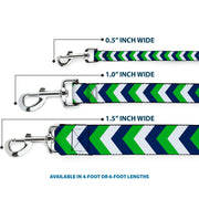Dog Leash - Chevron White/Bright Green/Navy