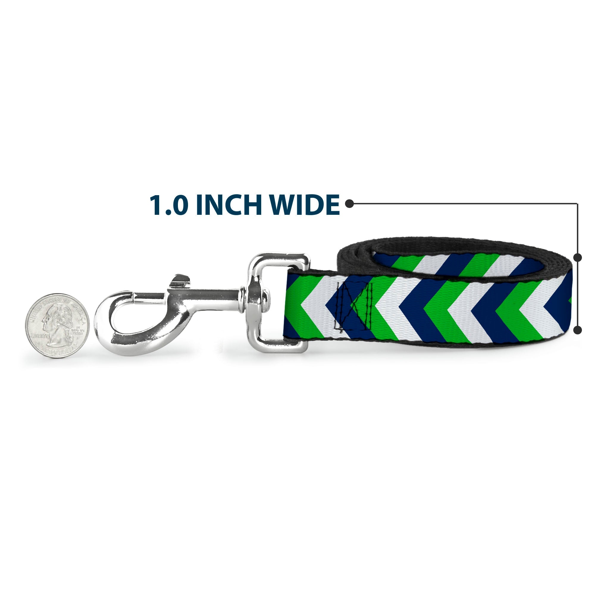 Dog Leash - Chevron White/Bright Green/Navy