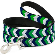 Dog Leash - Chevron White/Bright Green/Navy