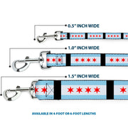 Dog Leash - Chicago Flags/Black
