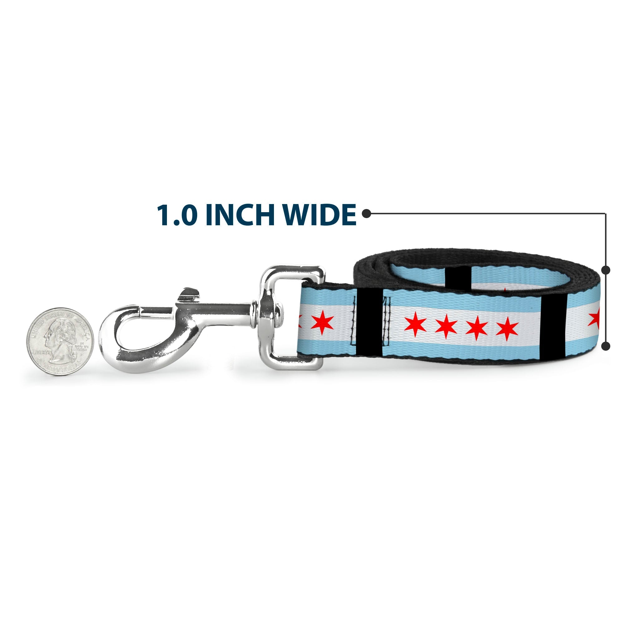 Dog Leash - Chicago Flags/Black