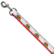 Dog Leash - CALIFORNIA Bear/Star/Crackle Stripe White/Gray/Red