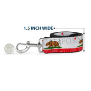Dog Leash - CALIFORNIA Bear/Star/Crackle Stripe White/Gray/Red