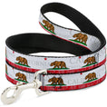 Load image into Gallery viewer, Dog Leash - CALIFORNIA Bear/Star/Crackle Stripe White/Gray/Red
