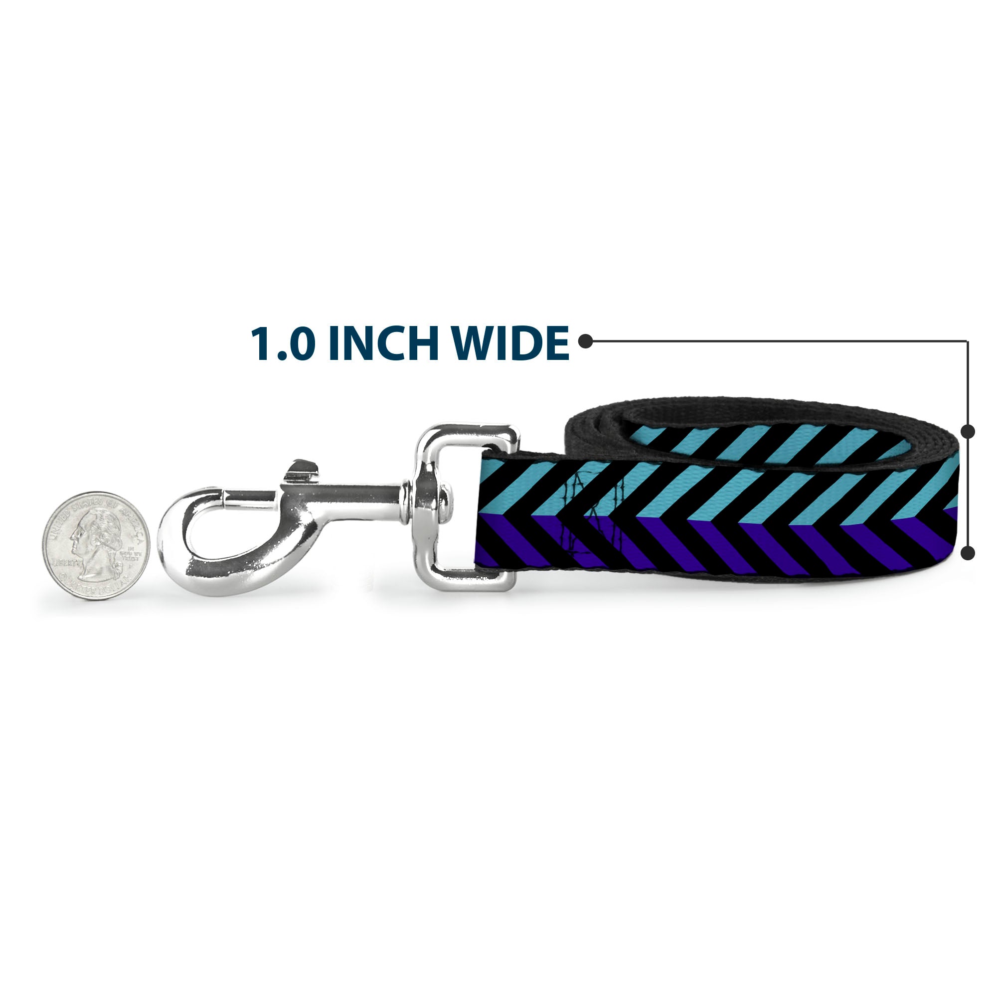 Dog Leash - Chevron3 Split Turquoise/Purple/Black