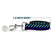 Dog Leash - Chevron3 Split Turquoise/Purple/Black
