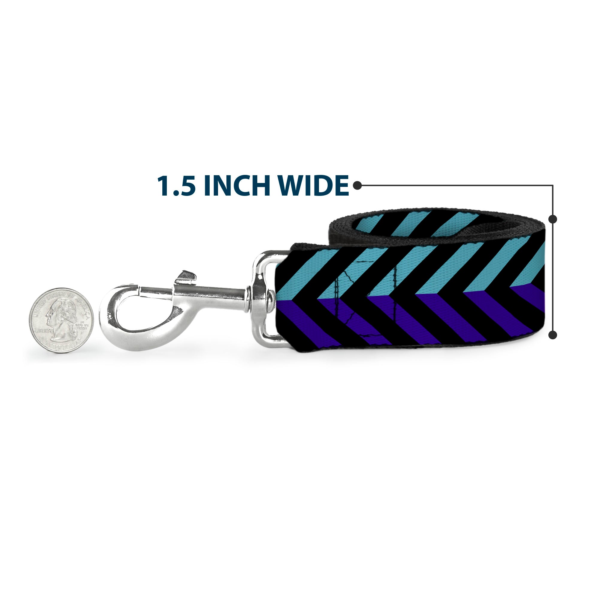 Dog Leash - Chevron3 Split Turquoise/Purple/Black