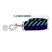 Dog Leash - Chevron3 Split Turquoise/Purple/Black