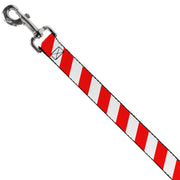 Dog Leash - Candy Cane2 Stripe White/Red