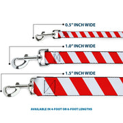 Dog Leash - Candy Cane2 Stripe White/Red