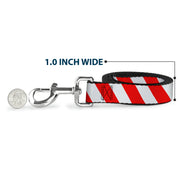 Dog Leash - Candy Cane2 Stripe White/Red