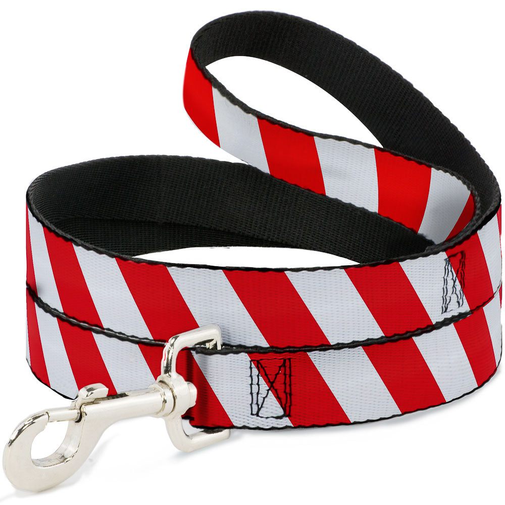 Dog Leash - Candy Cane2 Stripe White/Red