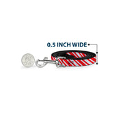 Dog Leash - Candy Cane3 Stripe White/3-Red