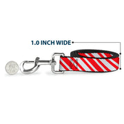Dog Leash - Candy Cane3 Stripe White/3-Red