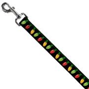 Dog Leash - Christmas Lights Black/Multi Color