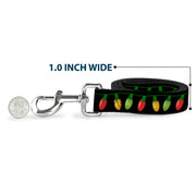 Dog Leash - Christmas Lights Black/Multi Color