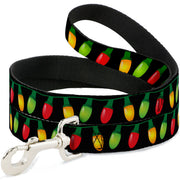 Dog Leash - Christmas Lights Black/Multi Color
