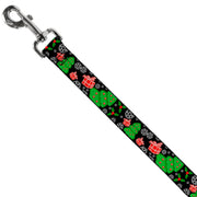 Dog Leash - Christmas Collage Black/White/Green/Red