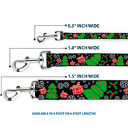 Dog Leash - Christmas Collage Black/White/Green/Red