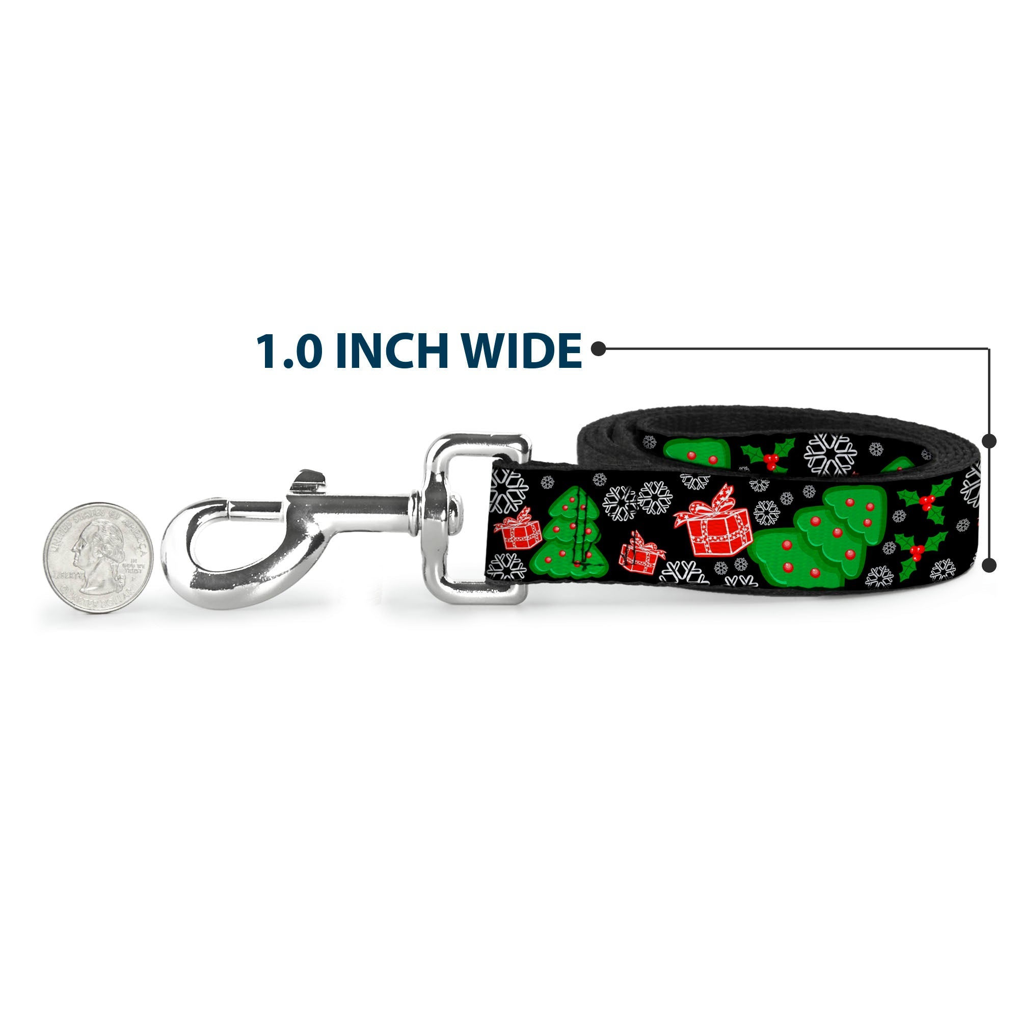 Dog Leash - Christmas Collage Black/White/Green/Red