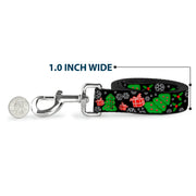 Dog Leash - Christmas Collage Black/White/Green/Red