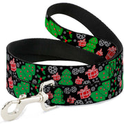 Dog Leash - Christmas Collage Black/White/Green/Red