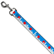 Dog Leash - Chicago Skyline/Flag Distressed Black/White/Red