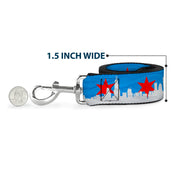 Dog Leash - Chicago Skyline/Flag Distressed Black/White/Red