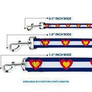 Dog Leash - Colorado Heart Blue/White/Red/Yellow