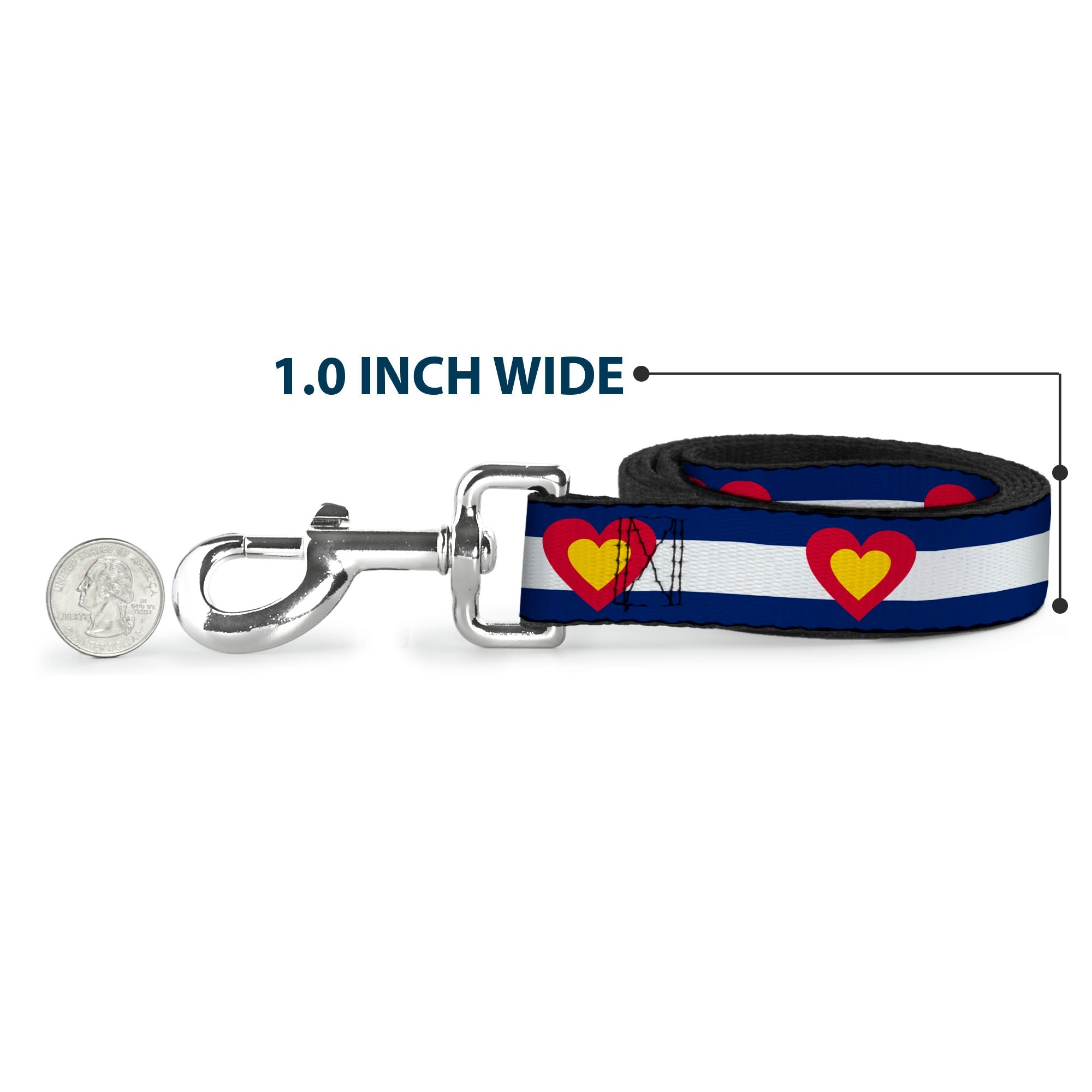 Dog Leash - Colorado Heart Blue/White/Red/Yellow