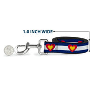 Dog Leash - Colorado Heart Blue/White/Red/Yellow