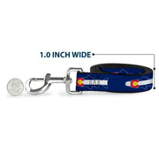 Dog Leash - Colorado Trout Flag/Snowy Mountains Blues/White/Red/Yellow