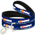 Load image into Gallery viewer, Dog Leash - Colorado Trout Flag/Snowy Mountains Blues/White/Red/Yellow
