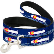Dog Leash - Colorado Trout Flag/Snowy Mountains Blues/White/Red/Yellow