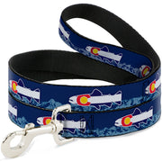 Dog Leash - Colorado Trout Flag Blue/White/Red/Yellow