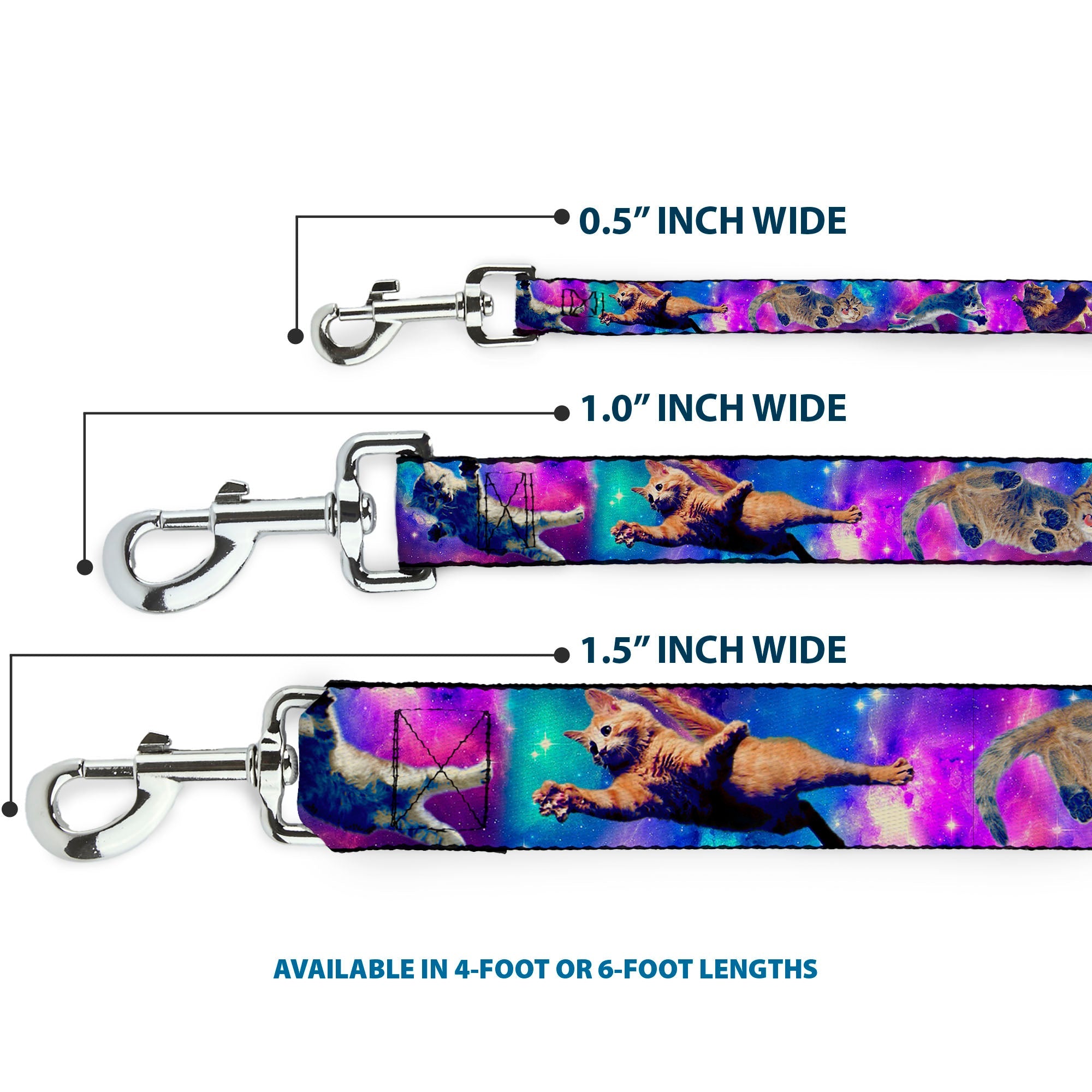Dog Leash - Cats in Space Pinks/Blues
