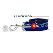 Dog Leash - Colorado ASPEN Flag/Snowy Mountains Weathered2 Blue/White/Red/Yellows