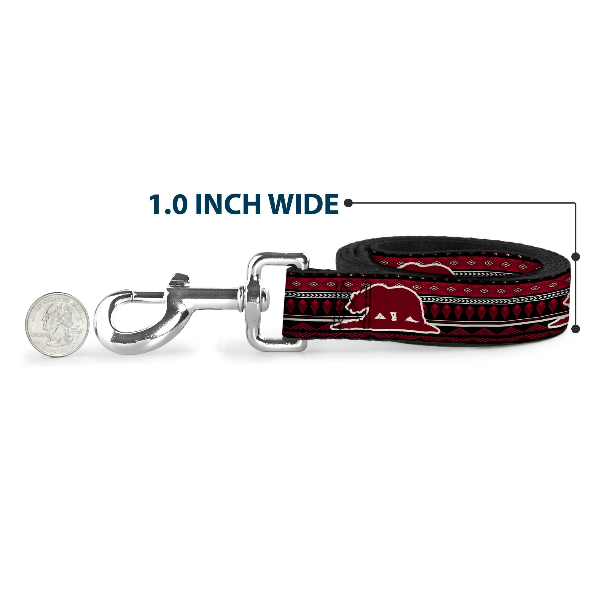 Dog Leash - Cali Bear/Aztec4 Black/Dark Reds/Cream