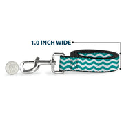 Dog Leash - Chevron Stripe White/Teal