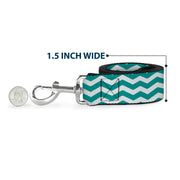 Dog Leash - Chevron Stripe White/Teal