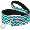Load image into Gallery viewer, Dog Leash - Chevron Stripe White/Teal
