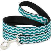 Dog Leash - Chevron Stripe White/Teal