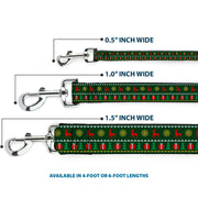 Dog Leash - Christmas Sweater Stitch Green White Gold Red