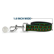 Dog Leash - Christmas Sweater Stitch Green White Gold Red
