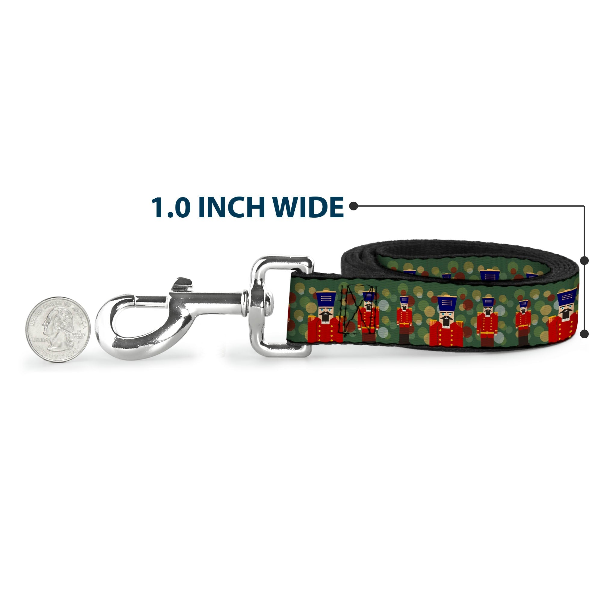 Dog Leash - Christmas Nutcracker Polka Dots Greens Gold Red